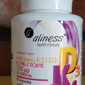 Witamina D3 z K2 - Naturalna K2 FORTE MK-7 200 µg z Natto + D3 60 kapsułek
